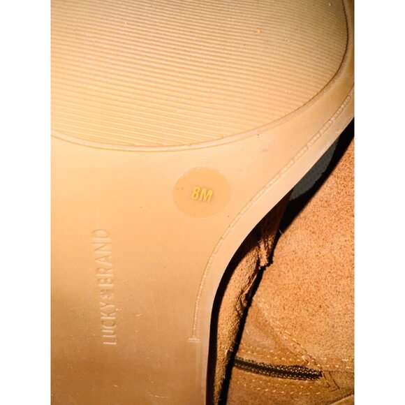 Lucky Brand Pellyon Suede Ankle Boot Stacked Block Heel Side Zipper 8 Retro Boho - Picture 8 of 14